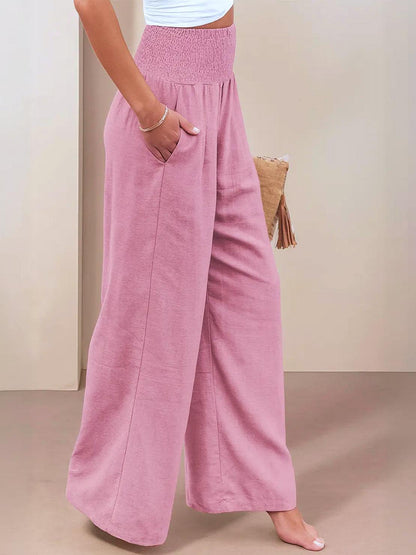 Women's High Waisted Wide Leg Trousers with Pleats