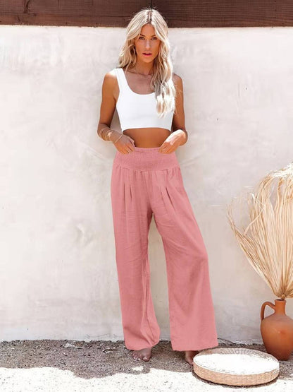 Women's High Waisted Wide Leg Trousers with Pleats