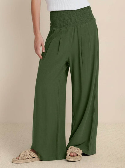 Women's High Waisted Wide Leg Trousers with Pleats