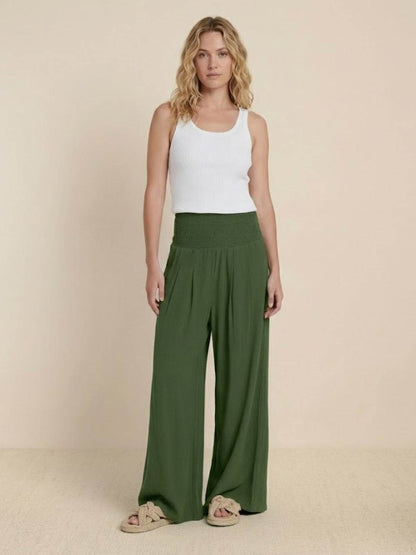 Women's High Waisted Wide Leg Trousers with Pleats