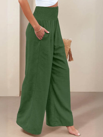 Women's High Waisted Wide Leg Trousers with Pleats
