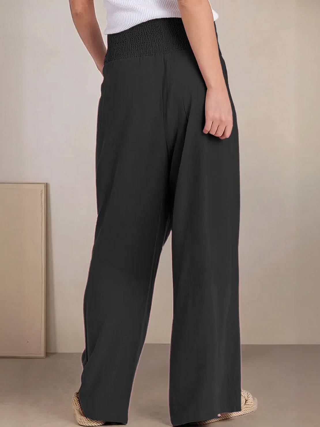 Women's High Waisted Wide Leg Trousers with Pleats