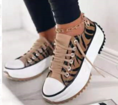 Women's Canvas Platform Sneakers with Chunky Sole