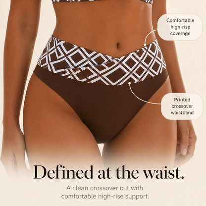 Women's Diamond Print Bikini Set – High-Waist, Wrap Front