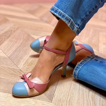 Women's Ankle Strap Heels with Bow Detail