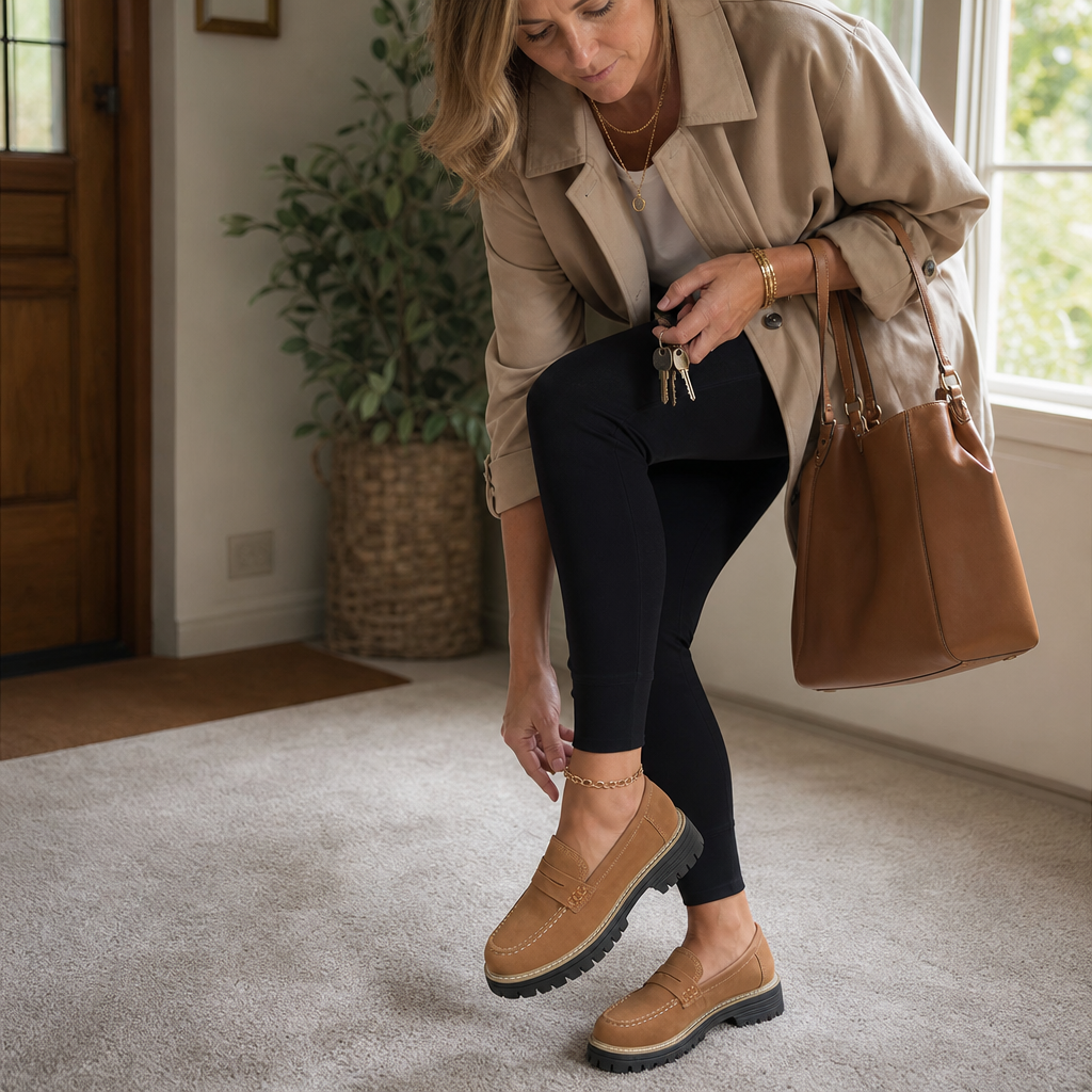 Women's Platform Loafers – Chunky Sole, Slip-On