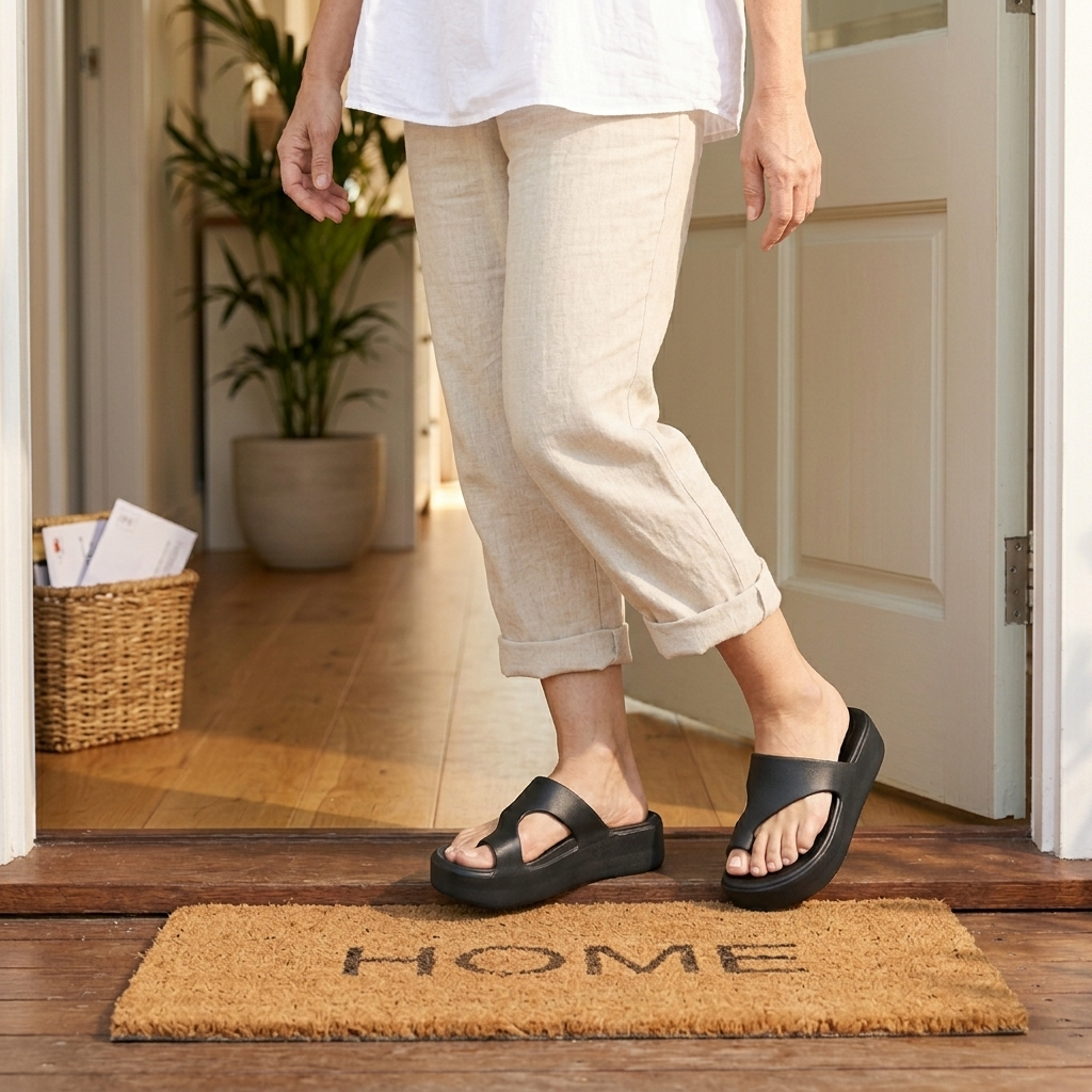 Women's Platform Sandals – Toe Loop, Cushioned Footbed