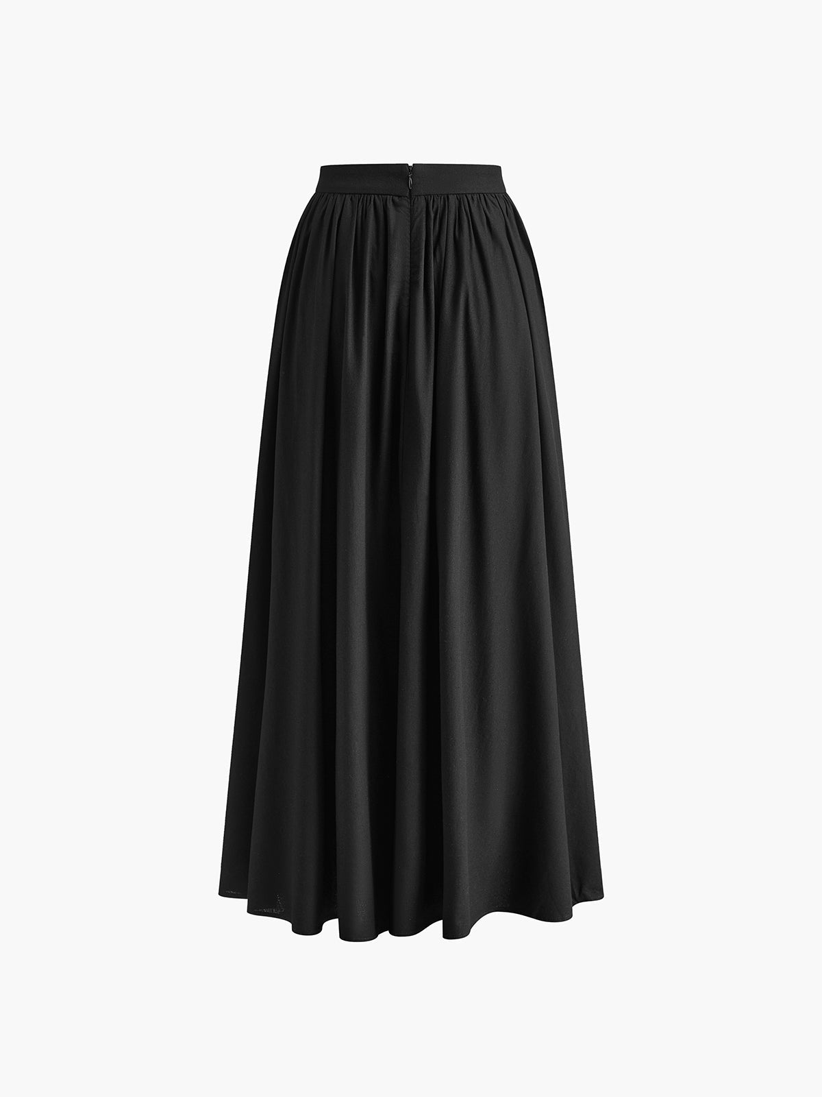 Women's High Waist Pleated Maxi Skirt with Pockets