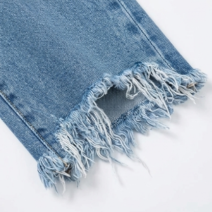 Women's Straight Leg Cropped Jeans with Raw Hem