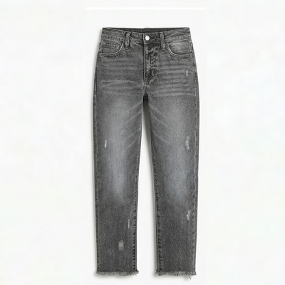 Women's Straight Leg Cropped Jeans with Raw Hem