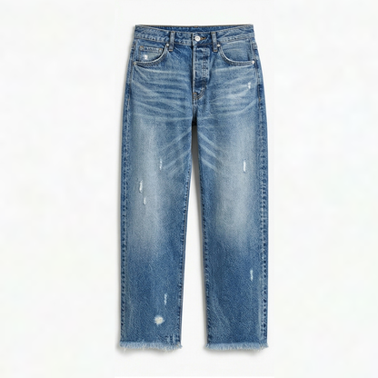 Women's Straight Leg Cropped Jeans with Raw Hem
