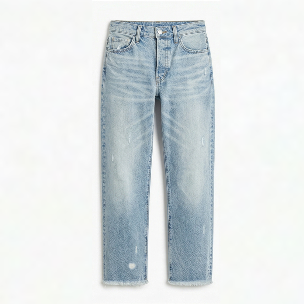 Women's Straight Leg Cropped Jeans with Raw Hem