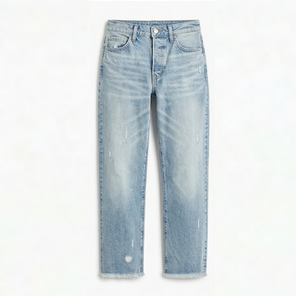 Women's Straight Leg Cropped Jeans with Raw Hem