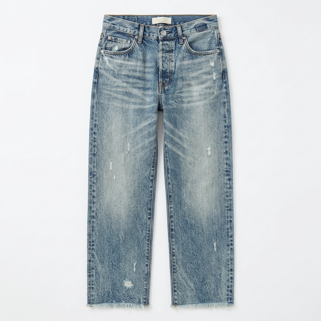 Women's Straight Leg Cropped Jeans with Raw Hem