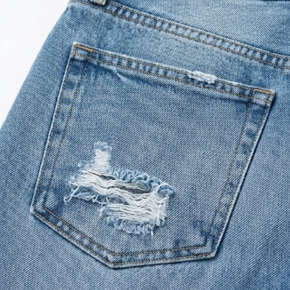 Women's Straight Leg Cropped Jeans with Raw Hem