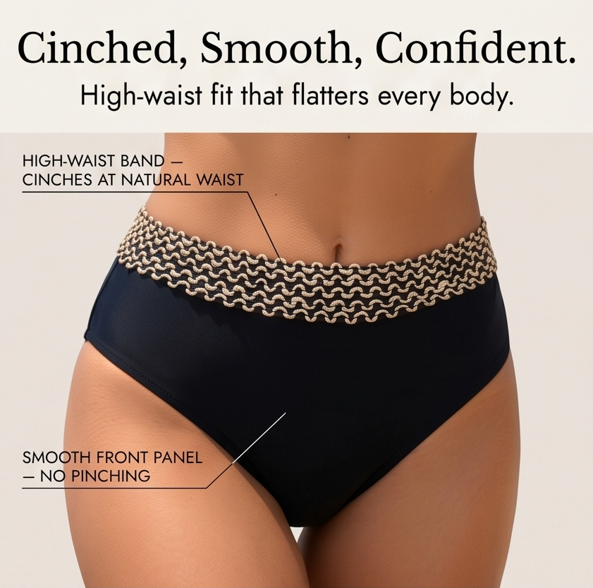 Women's Halter Bikini Set – High Waist, Woven Trim