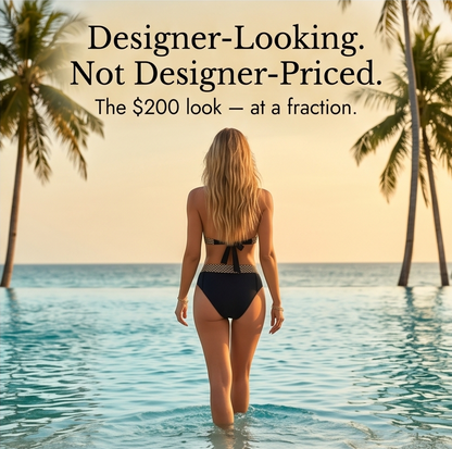 Women's Halter Bikini Set – High Waist, Woven Trim