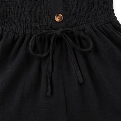 Women's Playsuit – Strapless, Smocked Bodice, Tie Waist
