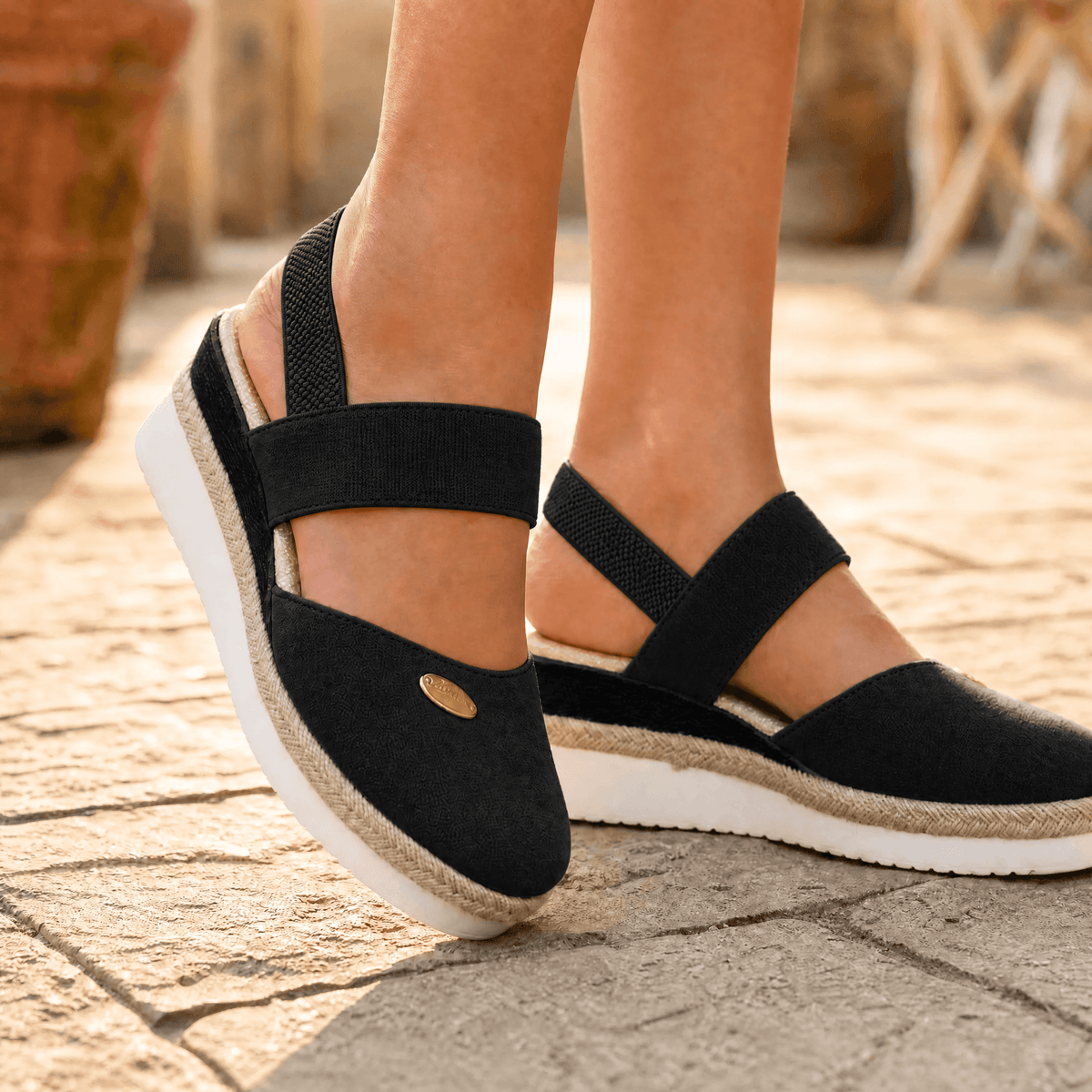 Women's Espadrille Wedge Sandals – Closed Toe, Braided Jute Trim