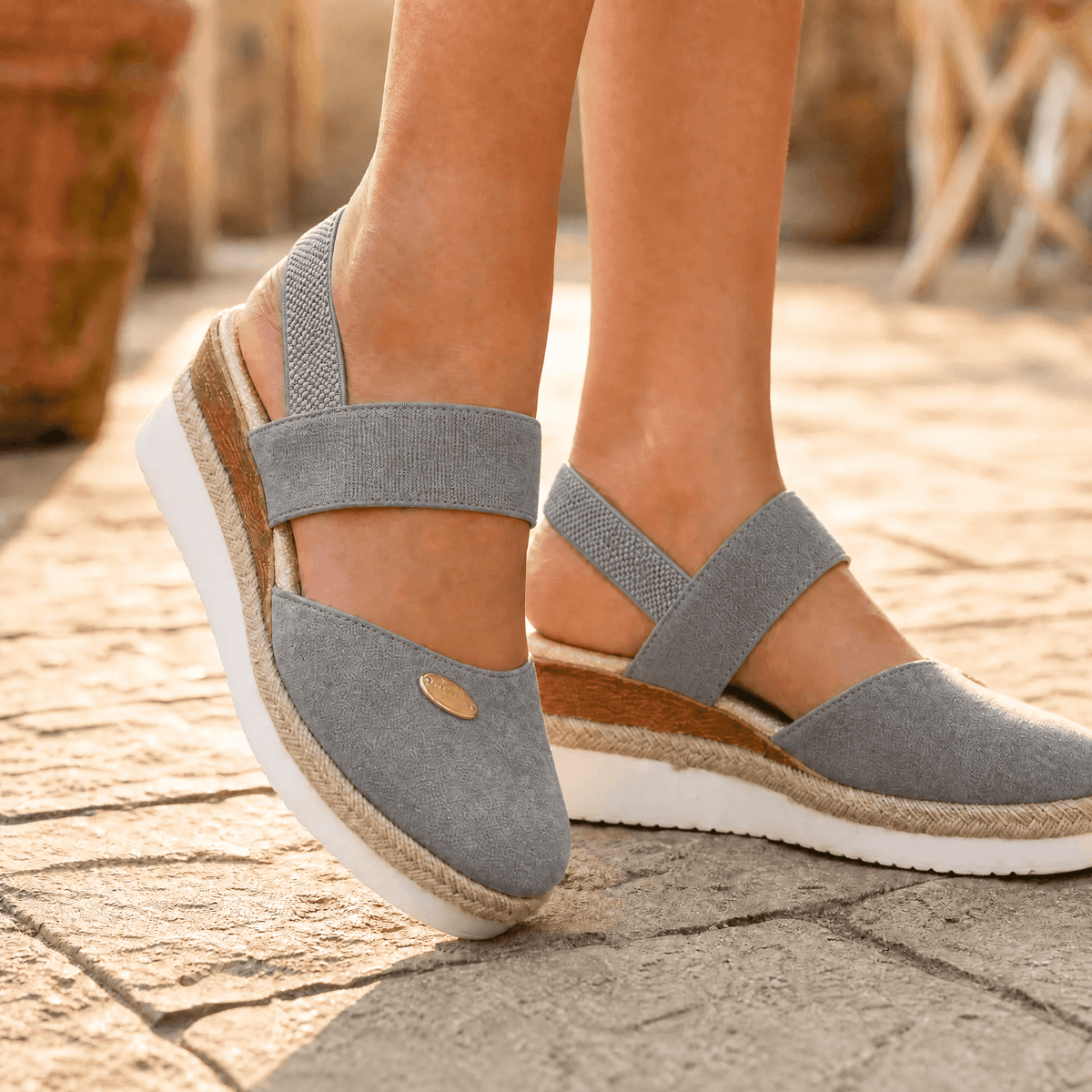 Women's Espadrille Wedge Sandals – Closed Toe, Braided Jute Trim