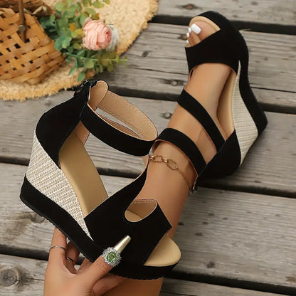 Women's Platform Wedge Sandals with Ankle Strap