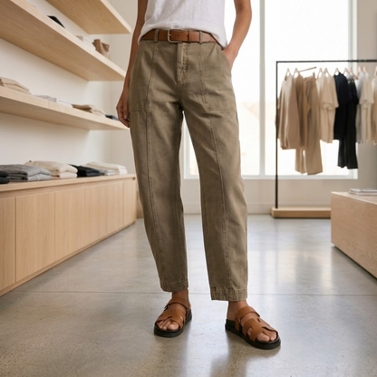 Women's High Waist Tapered Utility Pants with Seams