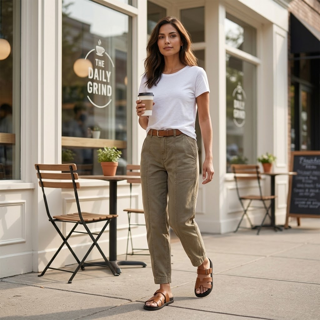 Women's High Waist Tapered Utility Pants with Seams