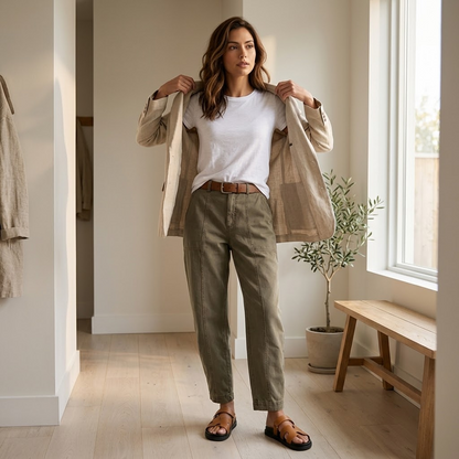 Women's High Waist Tapered Utility Pants with Seams