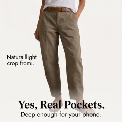 Women's High Waist Tapered Utility Pants with Seams