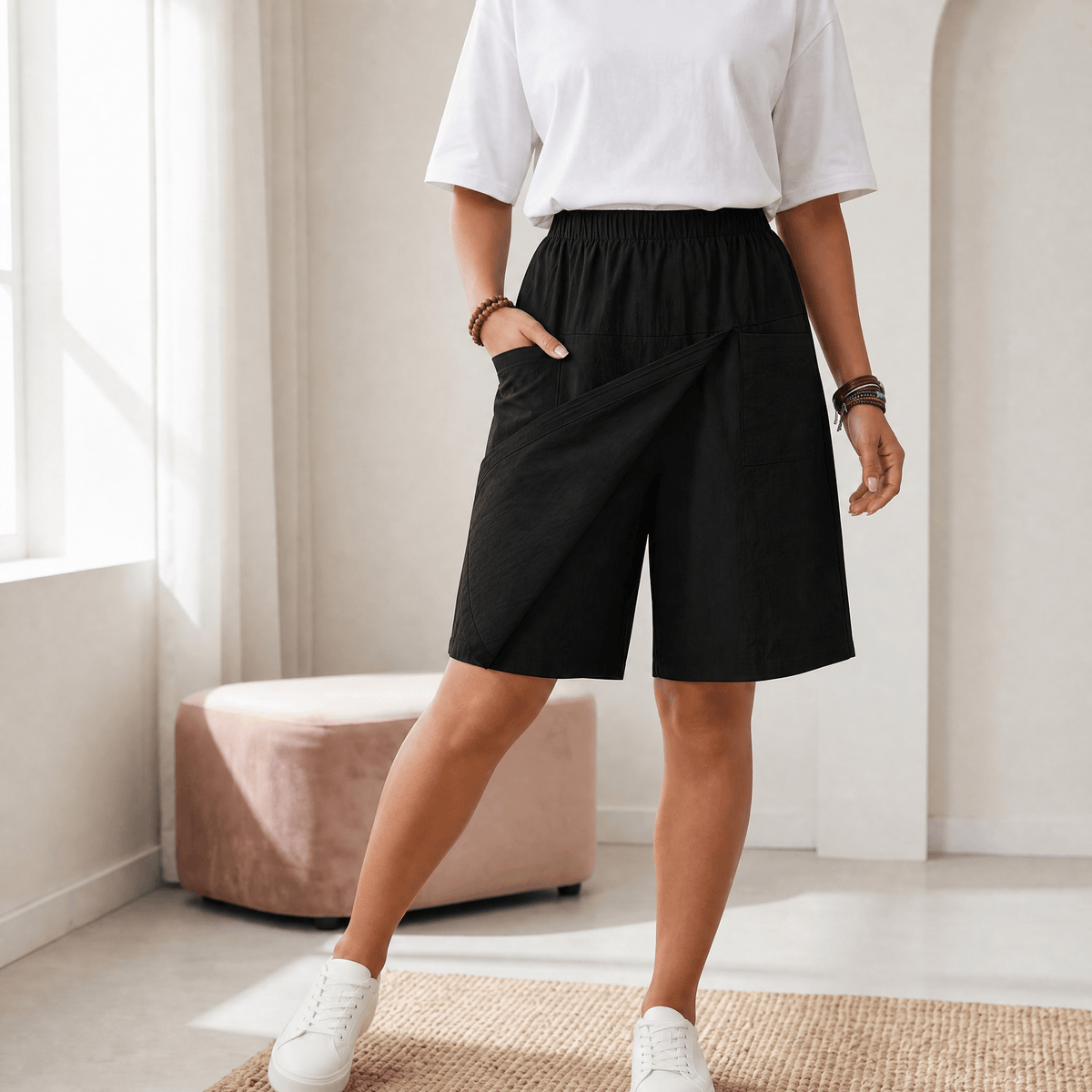 Women's Wrap Front Skort with Elastic Waist