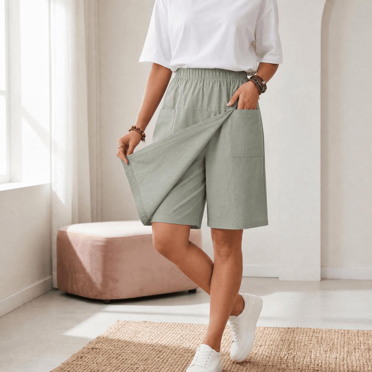 Women's Wrap Front Skort with Elastic Waist