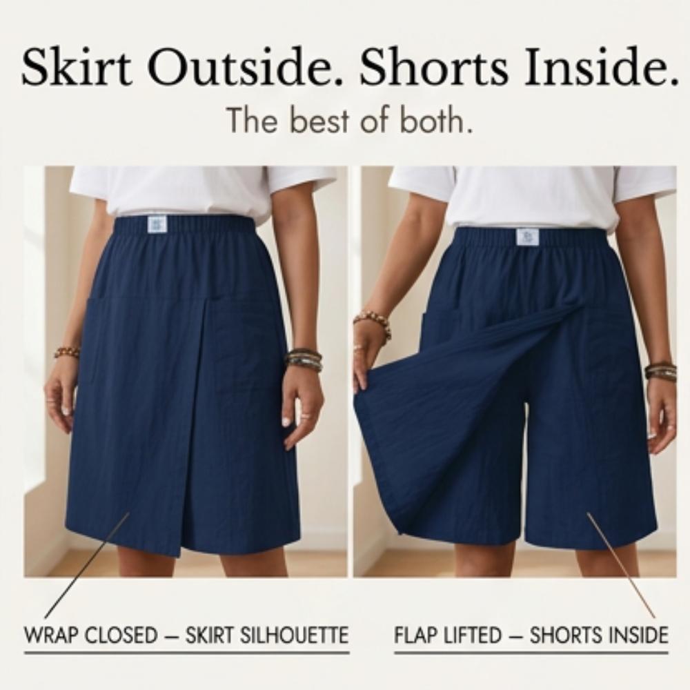 Women's Wrap Front Skort with Elastic Waist