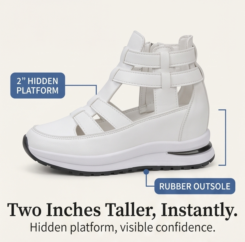 Women's Platform Sandals – Caged Straps, Zip, Cushioned Sole