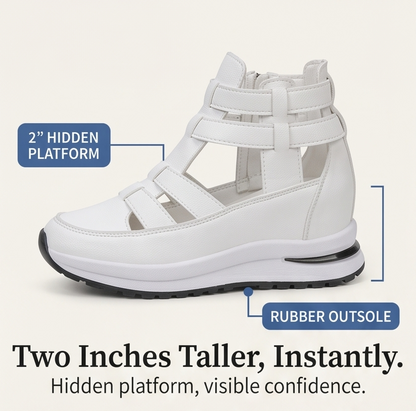 Women's Platform Sandals – Caged Straps, Zip, Cushioned Sole