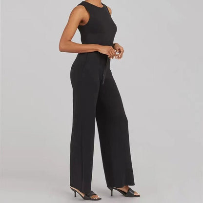 Women's Sleeveless Wide Leg Jumpsuit with Drawstring