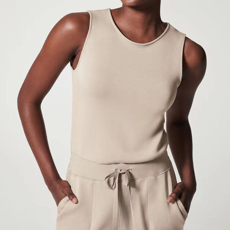 Women's Sleeveless Wide Leg Jumpsuit with Drawstring