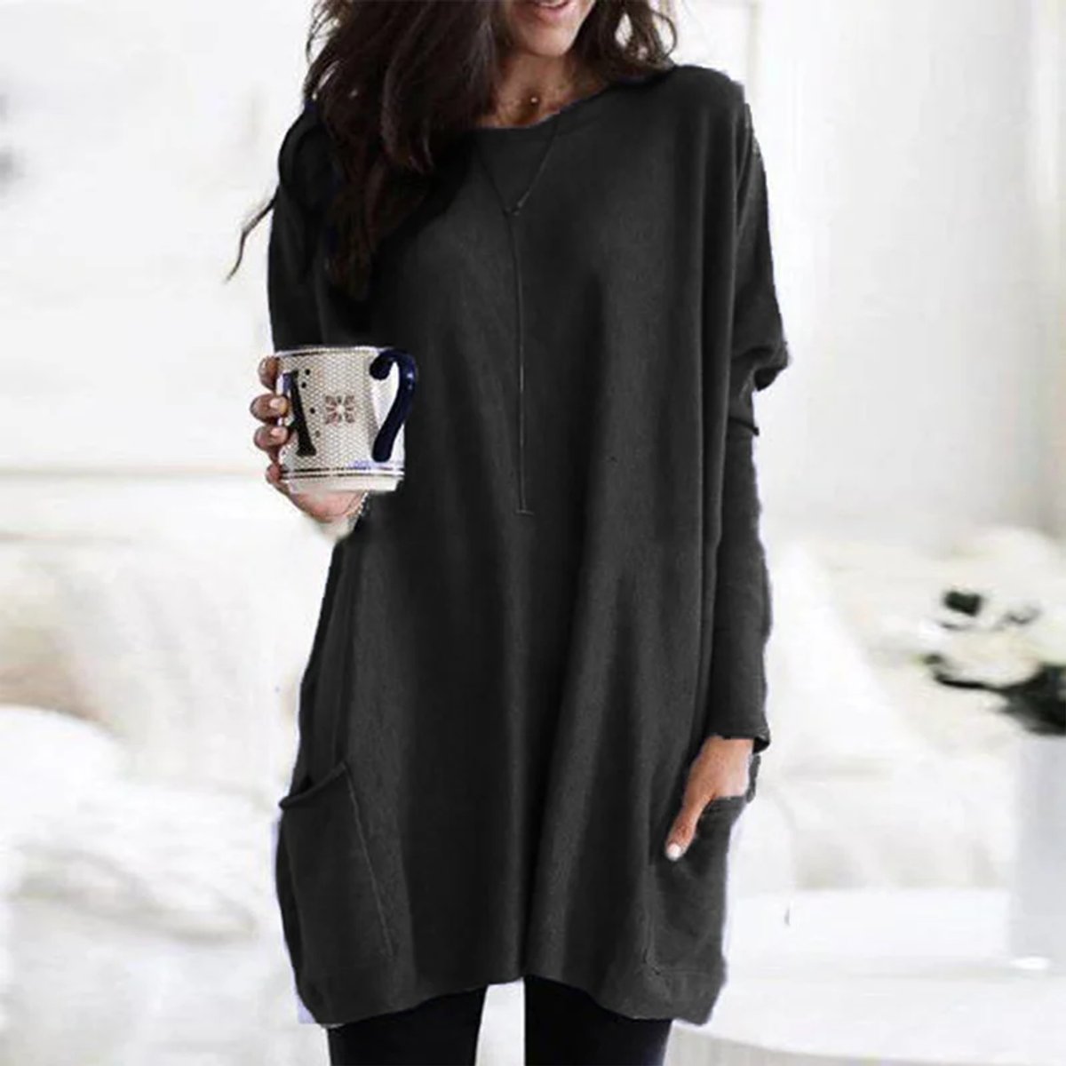 Women's Oversized Tunic Top with Front Pockets